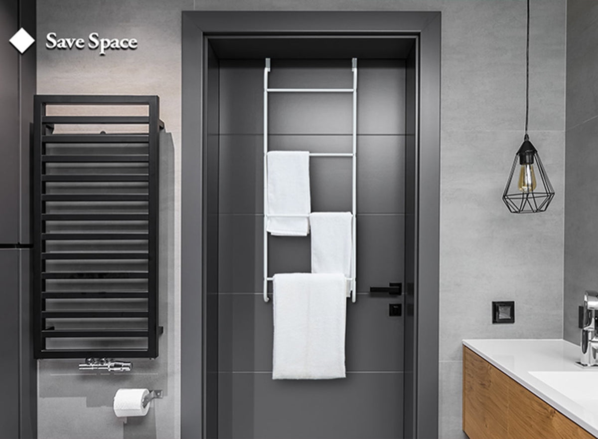 Over-the-Door Towel Rack with 4 Bars, White Metal Hanger for Bathroom and Laundry Doors - Image 6