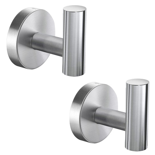 Wall-Mounted Towel Hooks, 2-Pack Brushed Nickel SUS304 Stainless Steel Robe and Coat Hooks