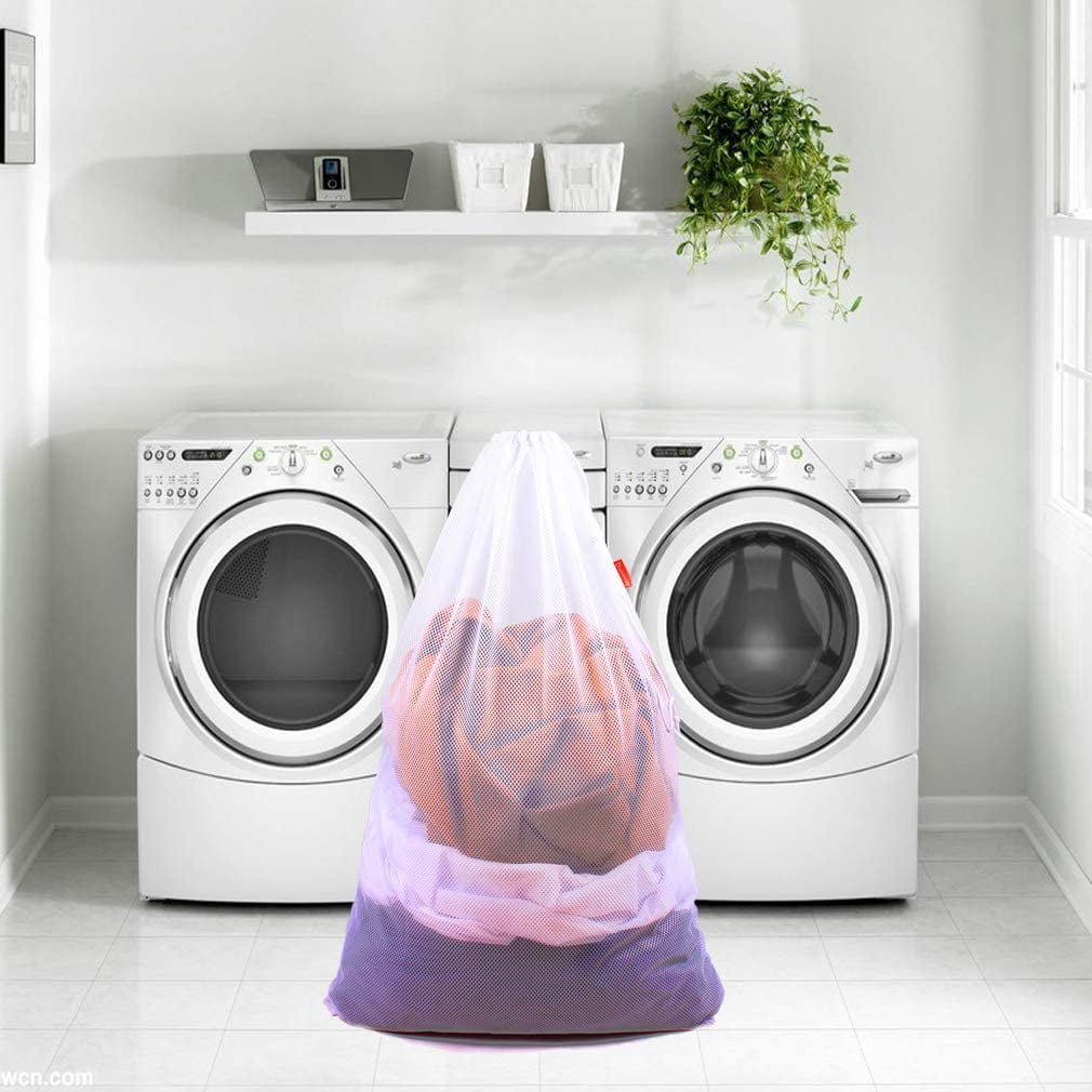 Heavy-Duty Mesh Laundry Bags with Drawstring, 24 x 36 in, 2-Pack, White - Image 5