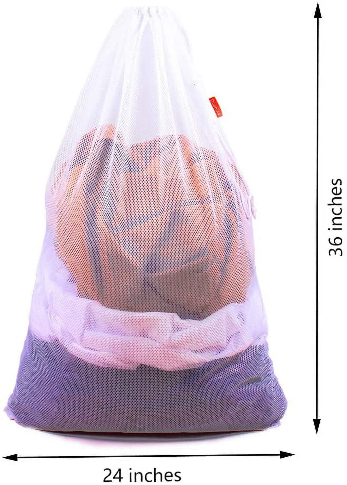 Heavy-Duty Mesh Laundry Bags with Drawstring, 24 x 36 in, 2-Pack, White - Image 3