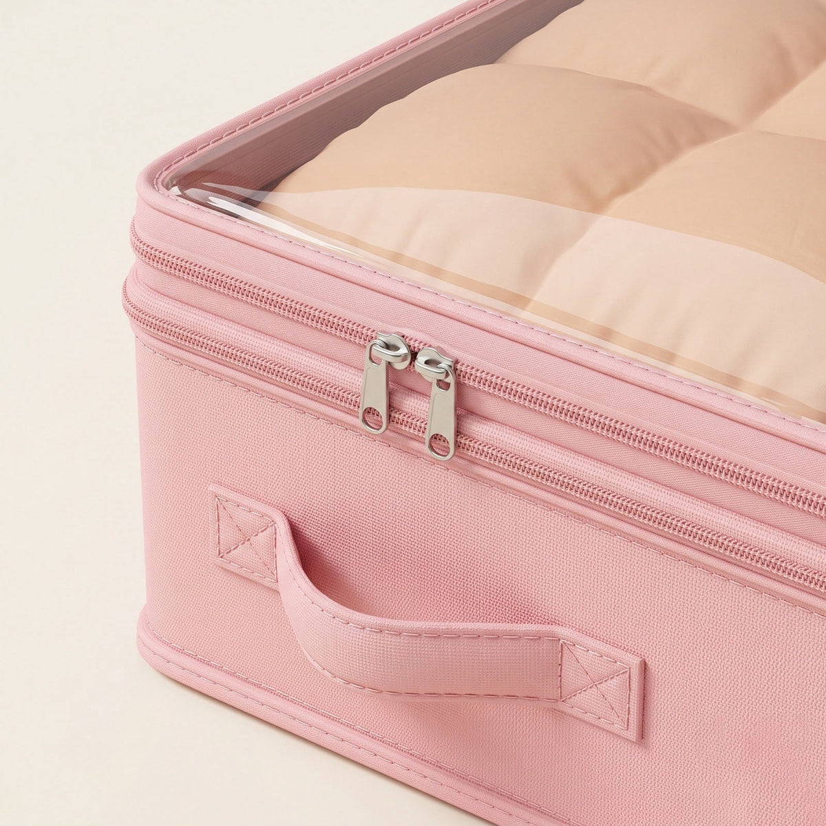 Extra Large Under-Bed Storage Bag for Duvets and Down Jackets, Flat Foldable Organizer 80 x 40 x 15 cm, Pink - Image 4
