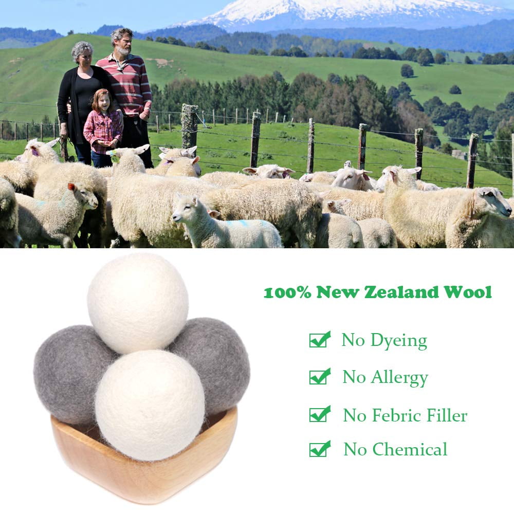 Wool Dryer Balls, 4-Pack XL 2.96-Inch Natural New Zealand Wool Fabric Softener - Image 4