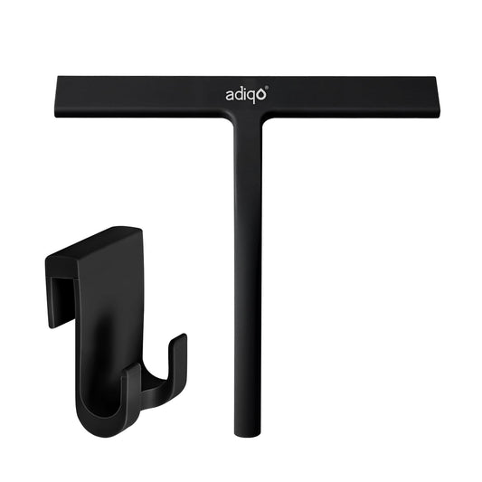 Silicone Shower Squeegee, 9-Inch Streak-Free Blade for Glass Doors, Tiles and Mirrors, Matte Black
