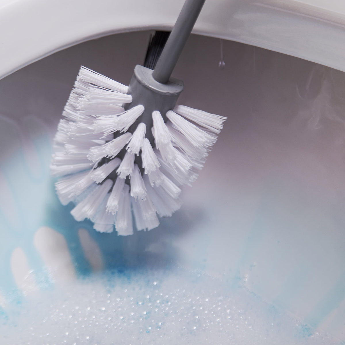 Toilet Bowl Brush with Caddy, Grey Plastic Brush and Drip Holder - Image 5