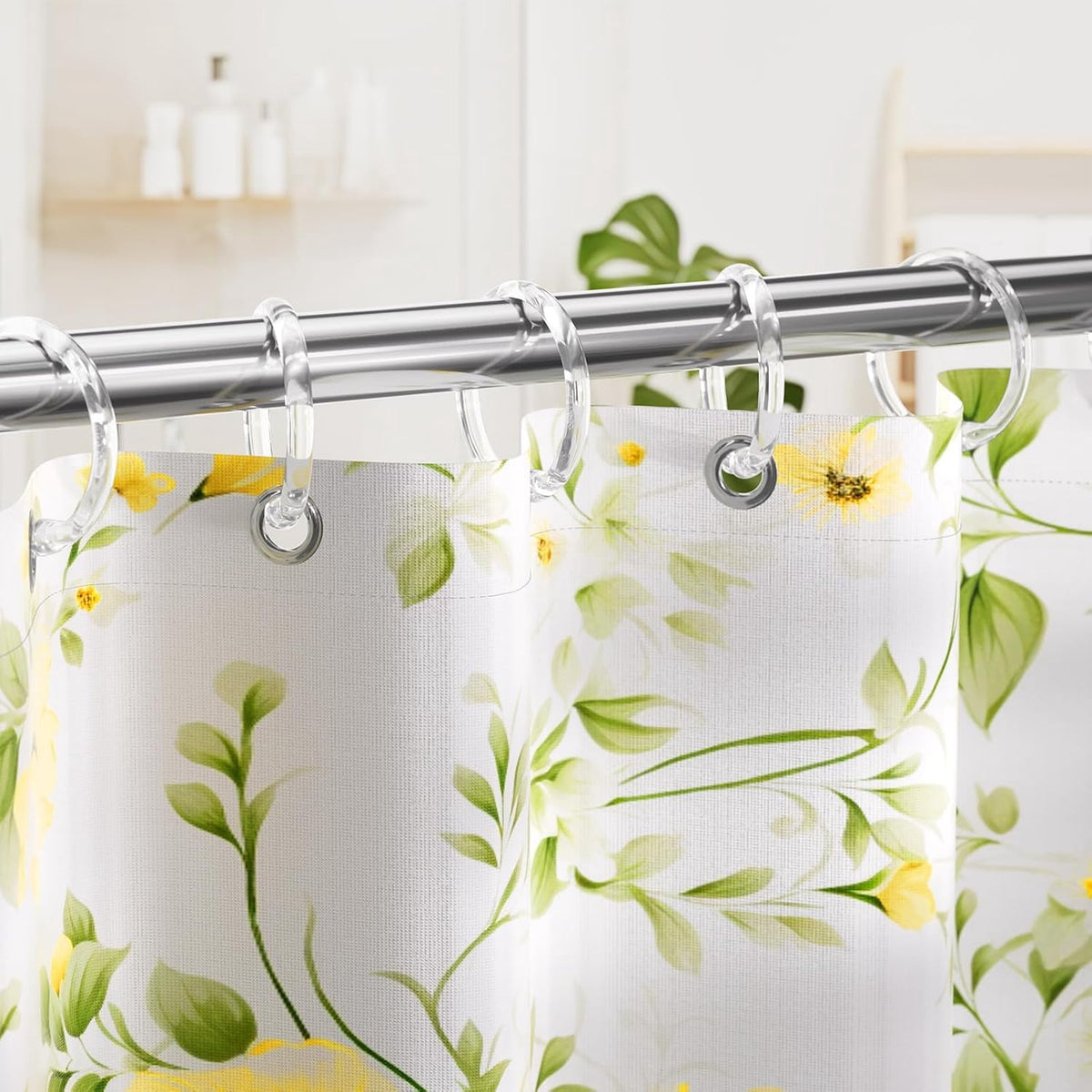 Clear Plastic Shower Curtain Rings, 12-Pack Open O-Rings that Glide on Any Rod - Image 5