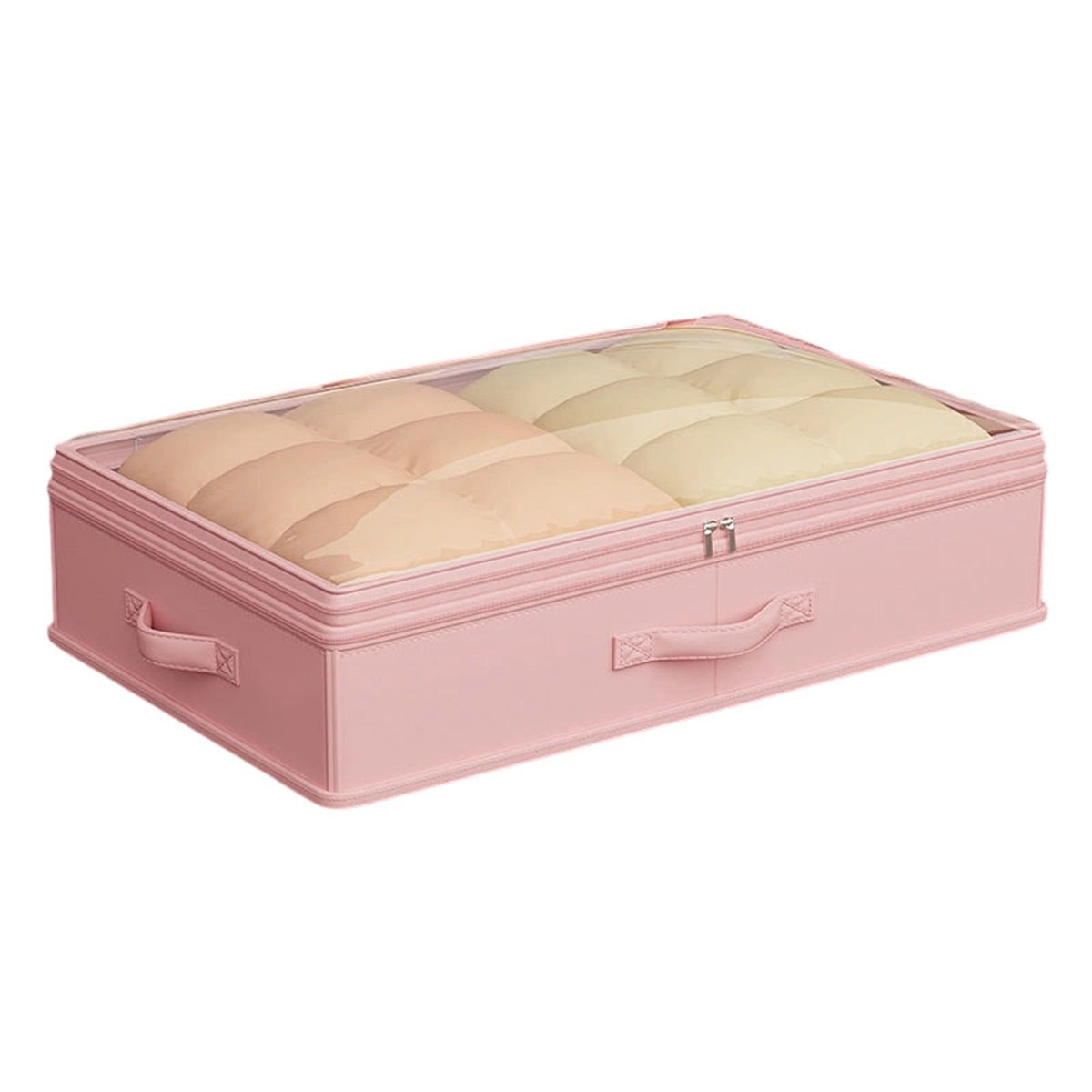 Extra Large Under-Bed Storage Bag for Duvets and Down Jackets, Flat Foldable Organizer 80 x 40 x 15 cm, Pink