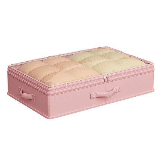 Extra Large Under-Bed Storage Bag for Duvets and Down Jackets, Flat Foldable Organizer 80 x 40 x 15 cm, Pink