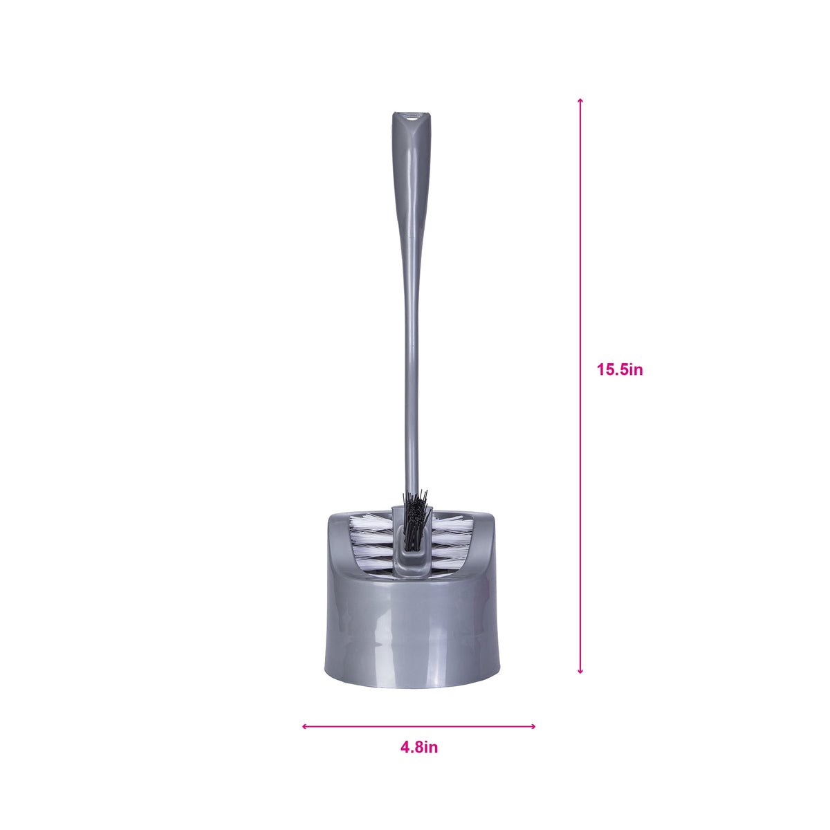 Toilet Bowl Brush with Caddy, Grey Plastic Brush and Drip Holder - Image 3