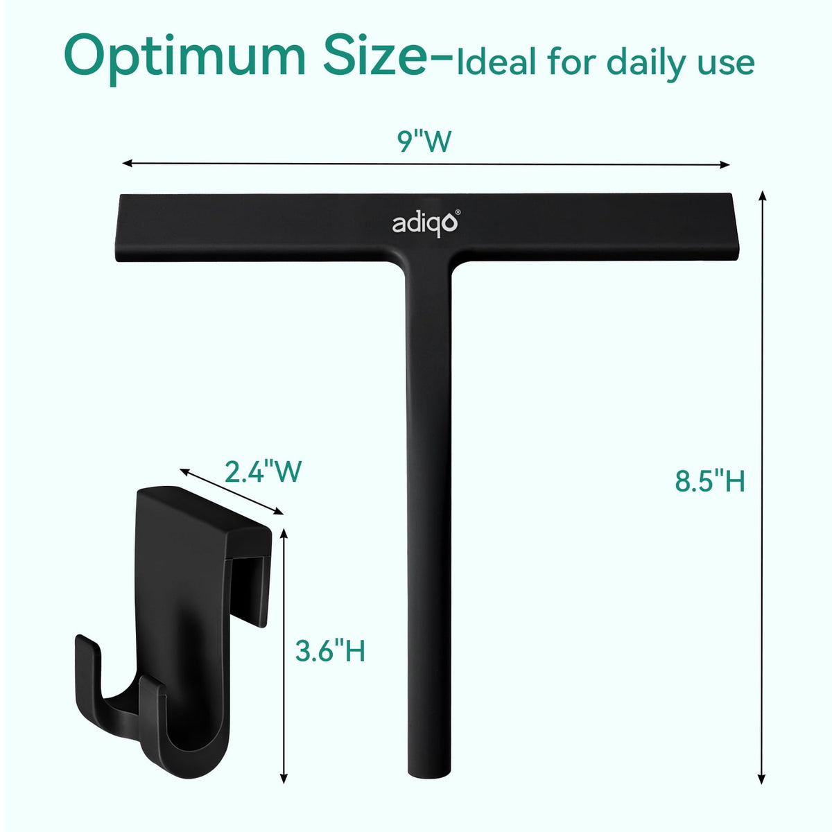 Silicone Shower Squeegee, 9-Inch Streak-Free Blade for Glass Doors, Tiles and Mirrors, Matte Black - Image 6