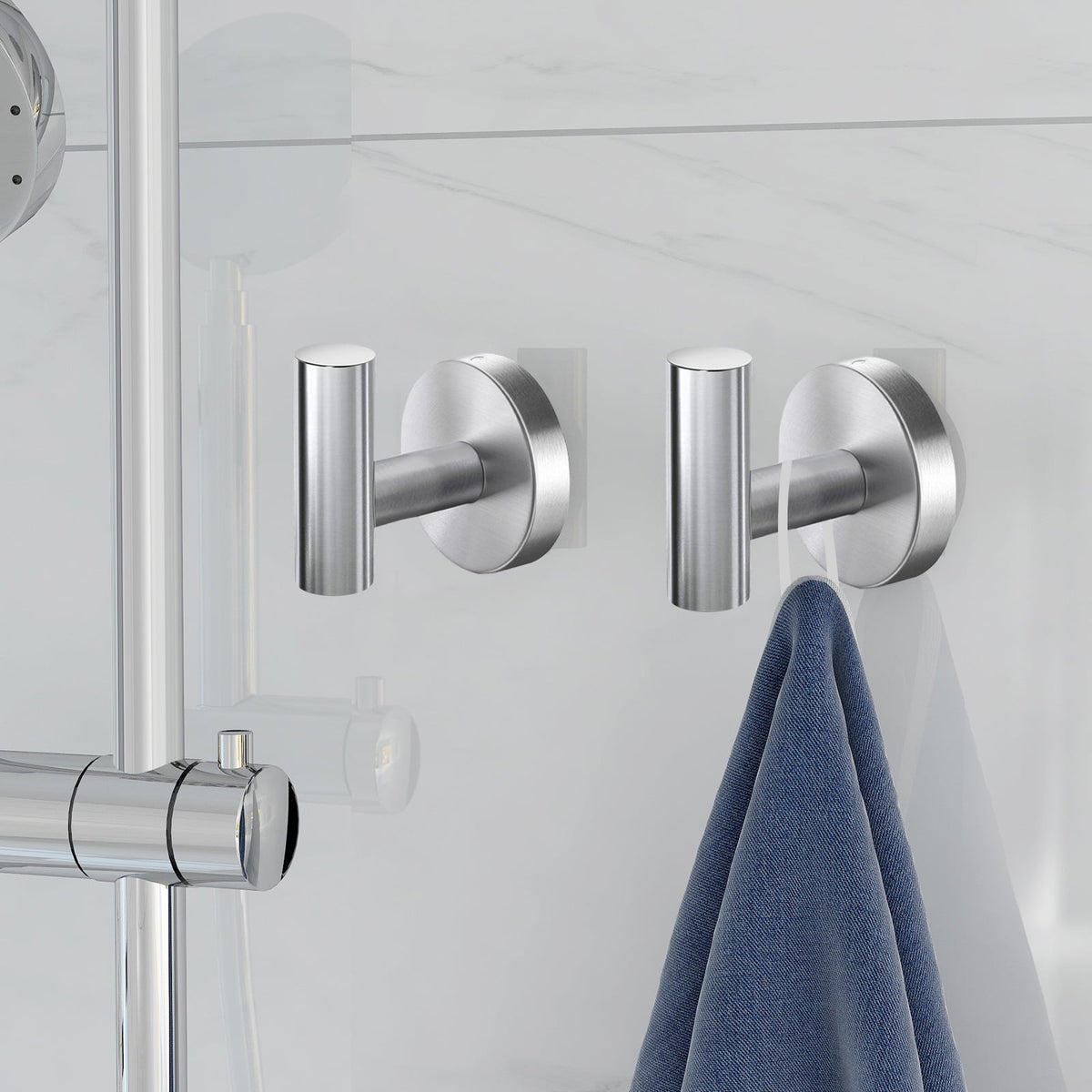 Wall-Mounted Towel Hooks, 2-Pack Brushed Nickel SUS304 Stainless Steel Robe and Coat Hooks - Image 5
