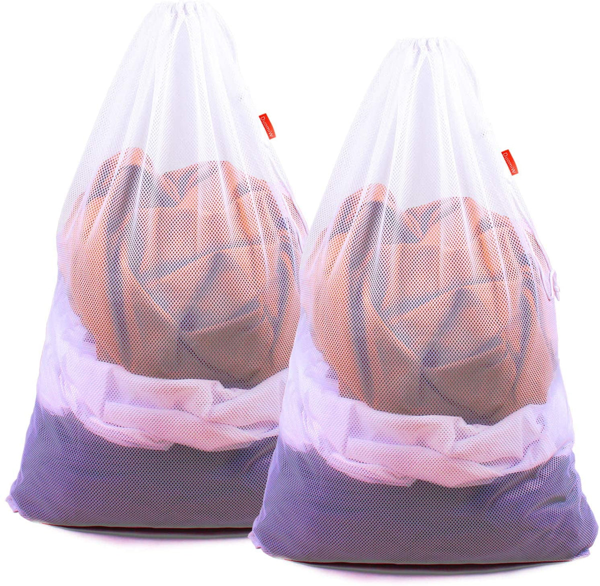 Heavy-Duty Mesh Laundry Bags with Drawstring, 24 x 36 in, 2-Pack, White - Image 2