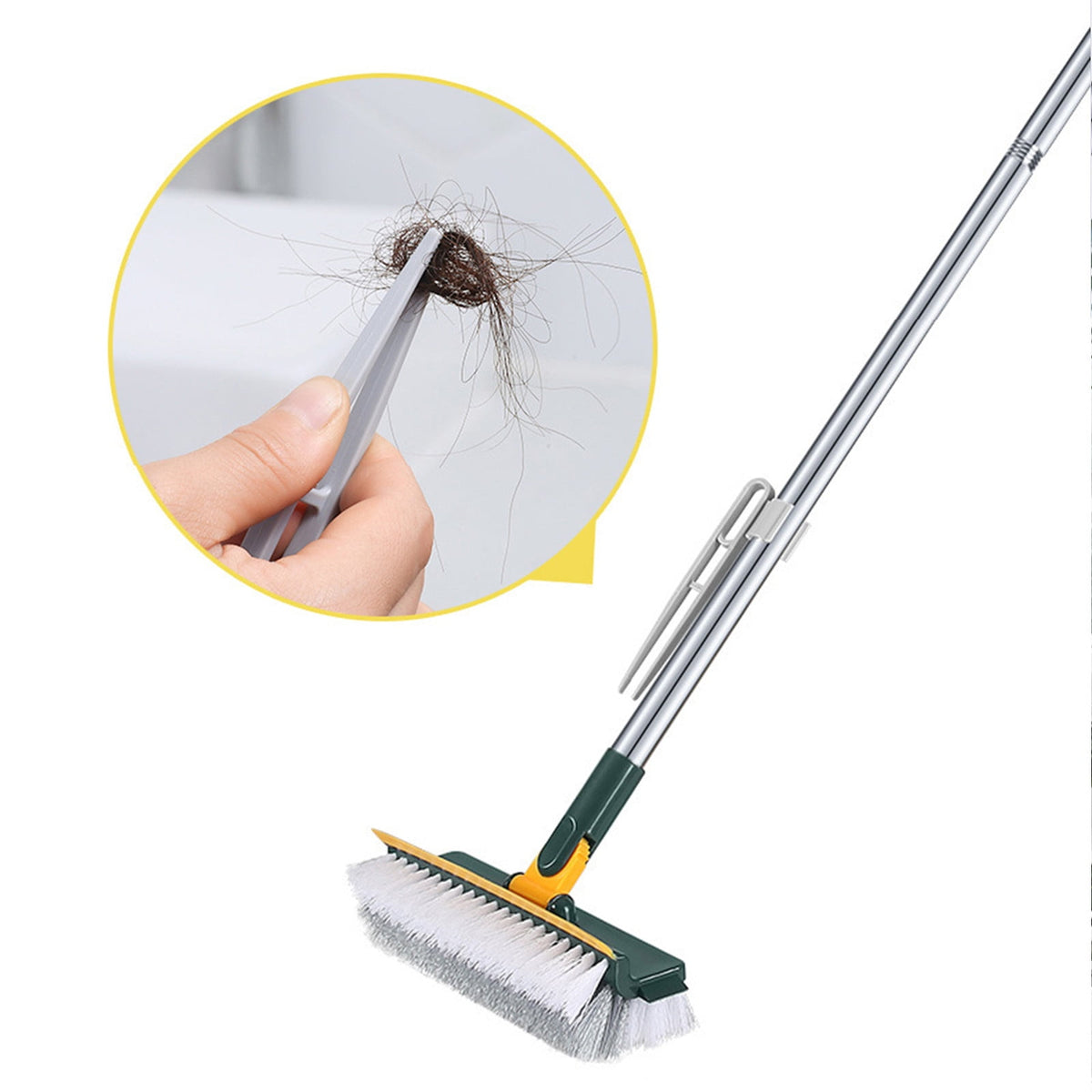 Floor Scrub Brush and Squeegee with Long Handle, 180° Pivoting Head for Tile and Grout - Image 4
