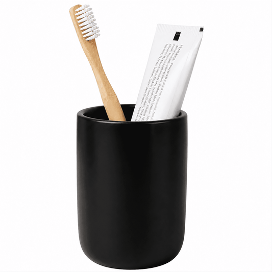 Ceramic Toothbrush Holder Cup, 14 oz Matte Black Tumbler for Toothbrushes and Toothpaste