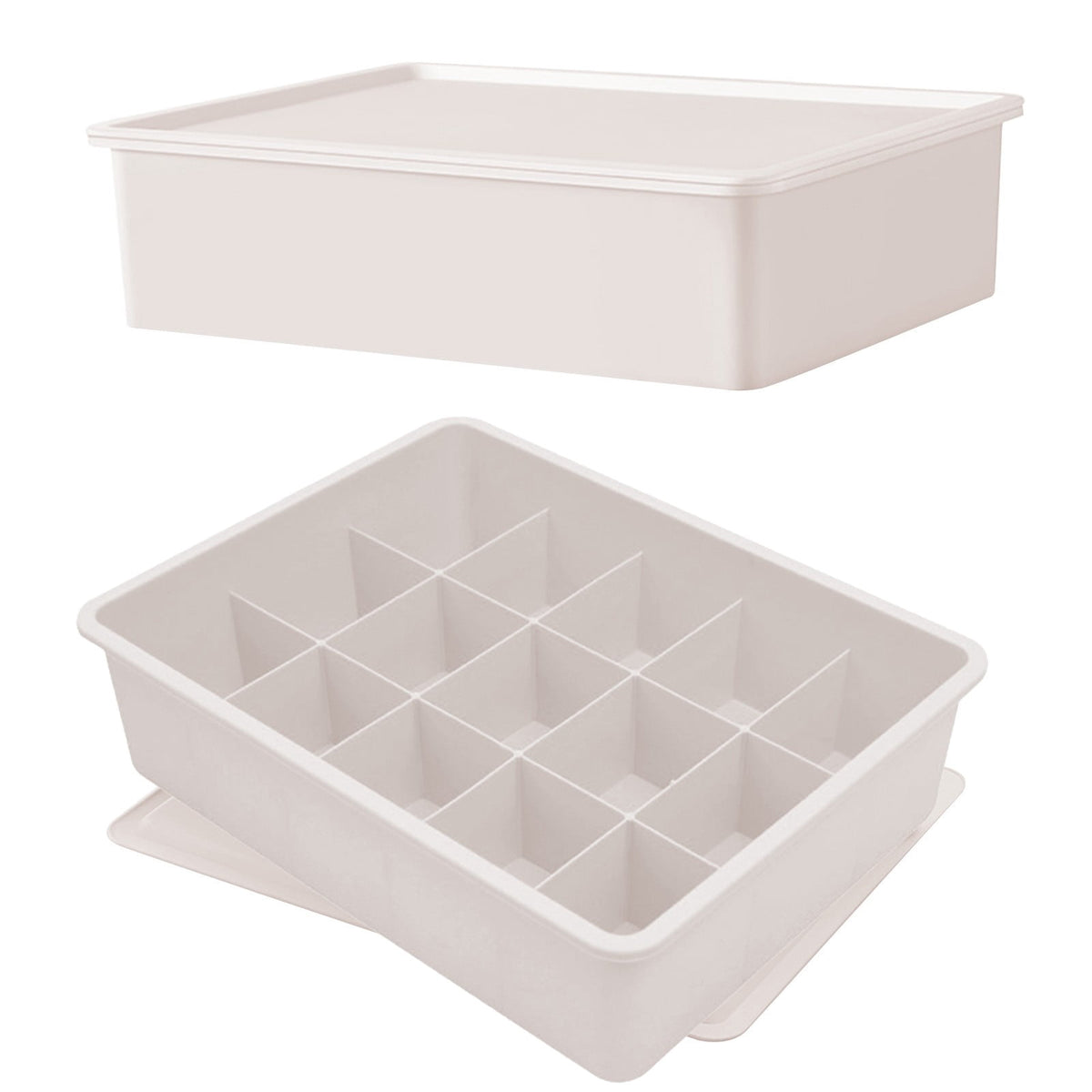 Sock and Underwear Drawer Organizer with Lid, 15-Compartment Plastic Divider Box, 11 x 8.3 x 3 in, White - Image 4