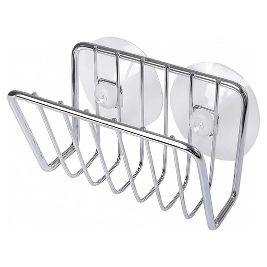 Aluminum Sink Sponge Holder with Adhesive Pad and Suction Cups, Rust-Resistant Caddy - Image 2