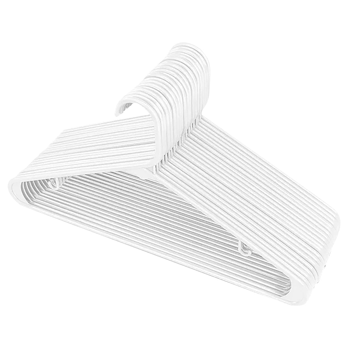 White Plastic Clothes Hangers with Non-Slip Hooks for Coats, Trousers and Dresses