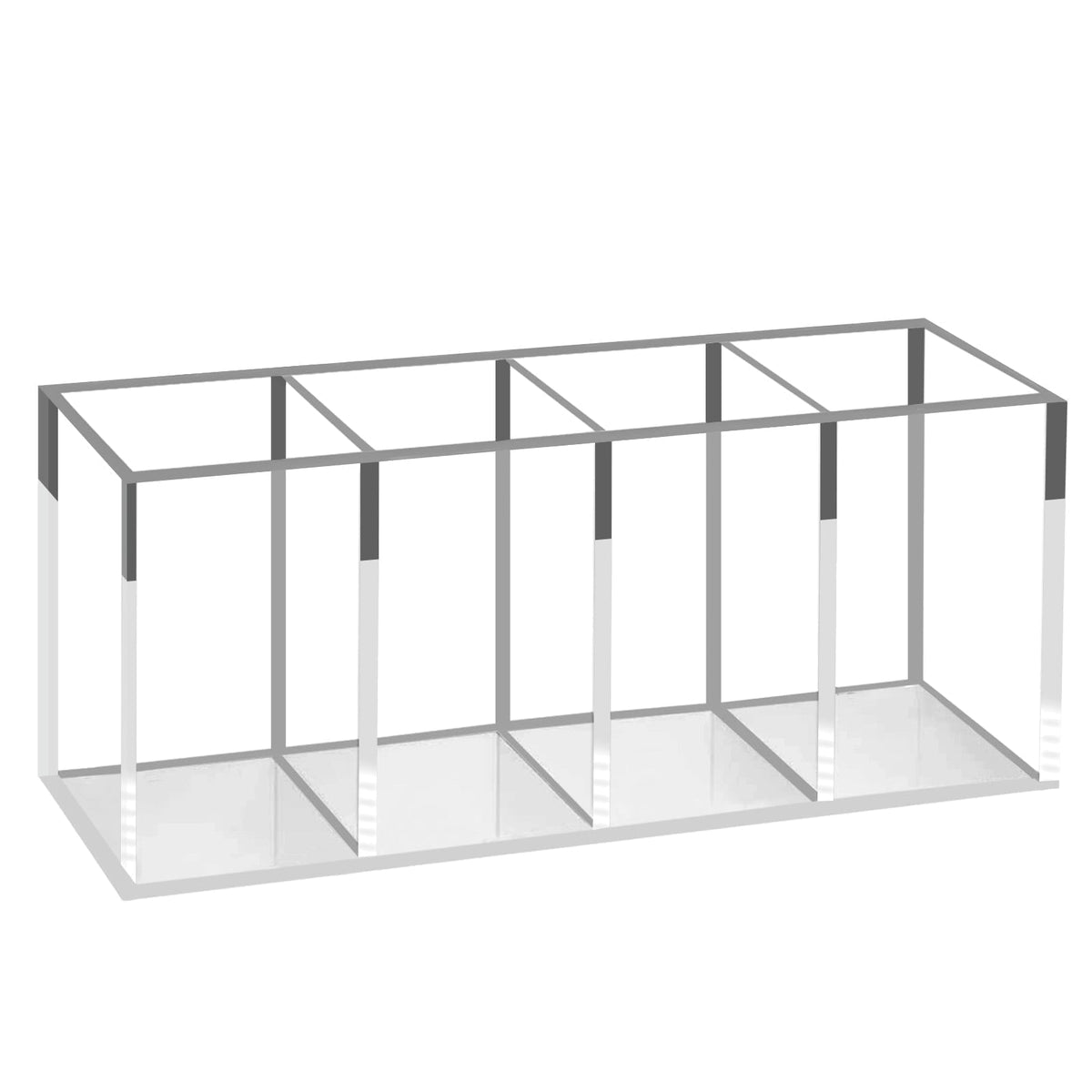 Clear Acrylic Makeup Brush Organizer with 4 Compartments, Vanity and Desk Holder