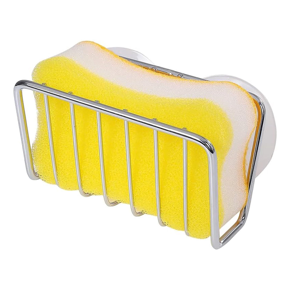 Aluminum Sink Sponge Holder with Adhesive Pad and Suction Cups, Rust-Resistant Caddy