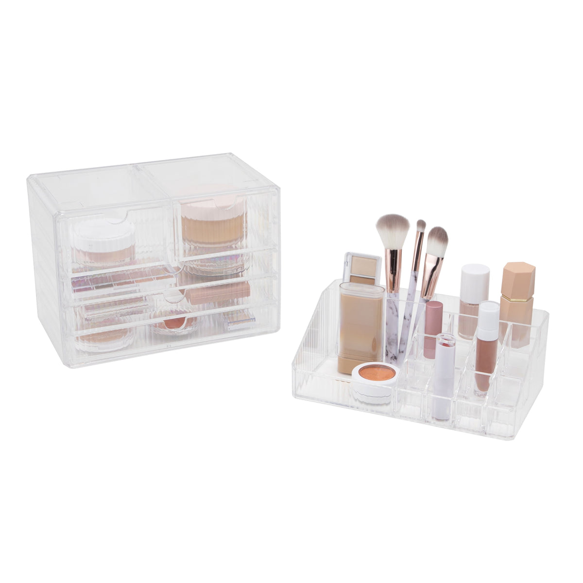 Stacked Drawer Cosmetic Organizer with 21 Compartments, Clear Vanity Storage - Image 5