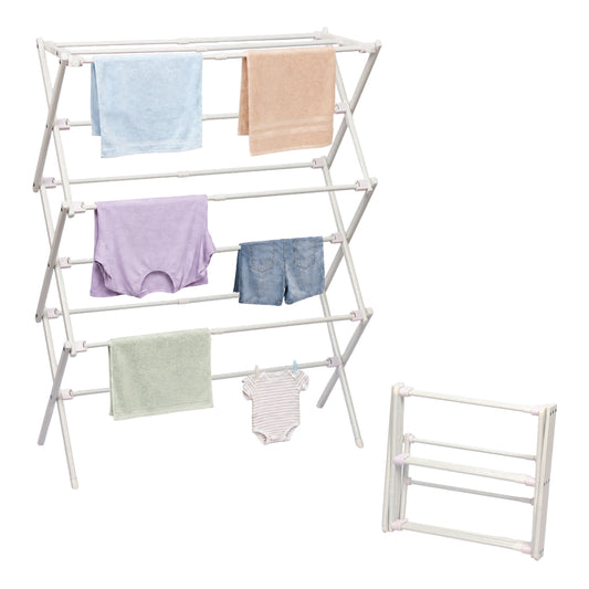 Folding Clothes Drying Rack, Expandable Metal Airer Holds 50 lb, Indoor and Outdoor, 37.5 x 29 x 12 in
