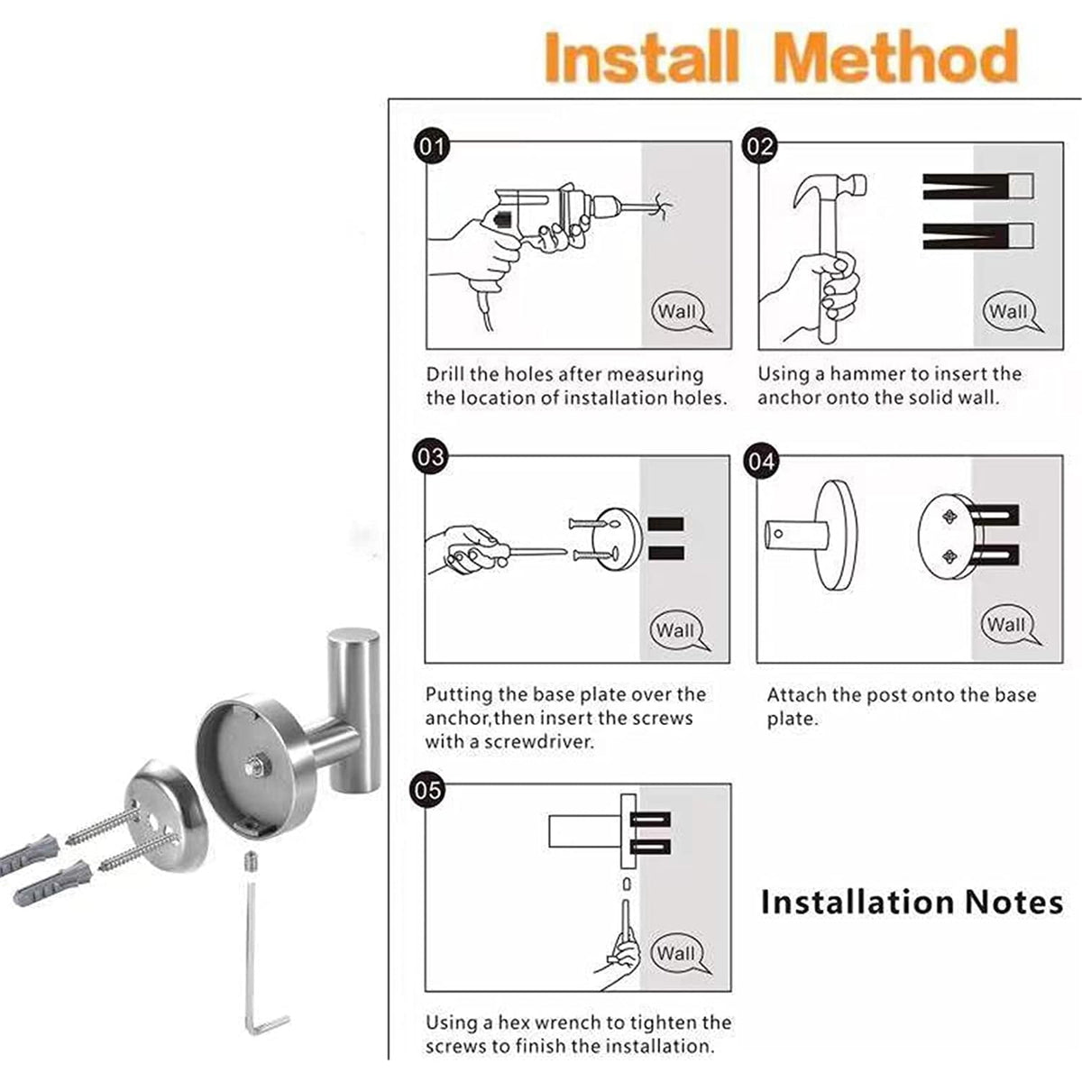 Wall-Mounted Towel Hooks, 2-Pack Brushed Nickel SUS304 Stainless Steel Robe and Coat Hooks - Image 4