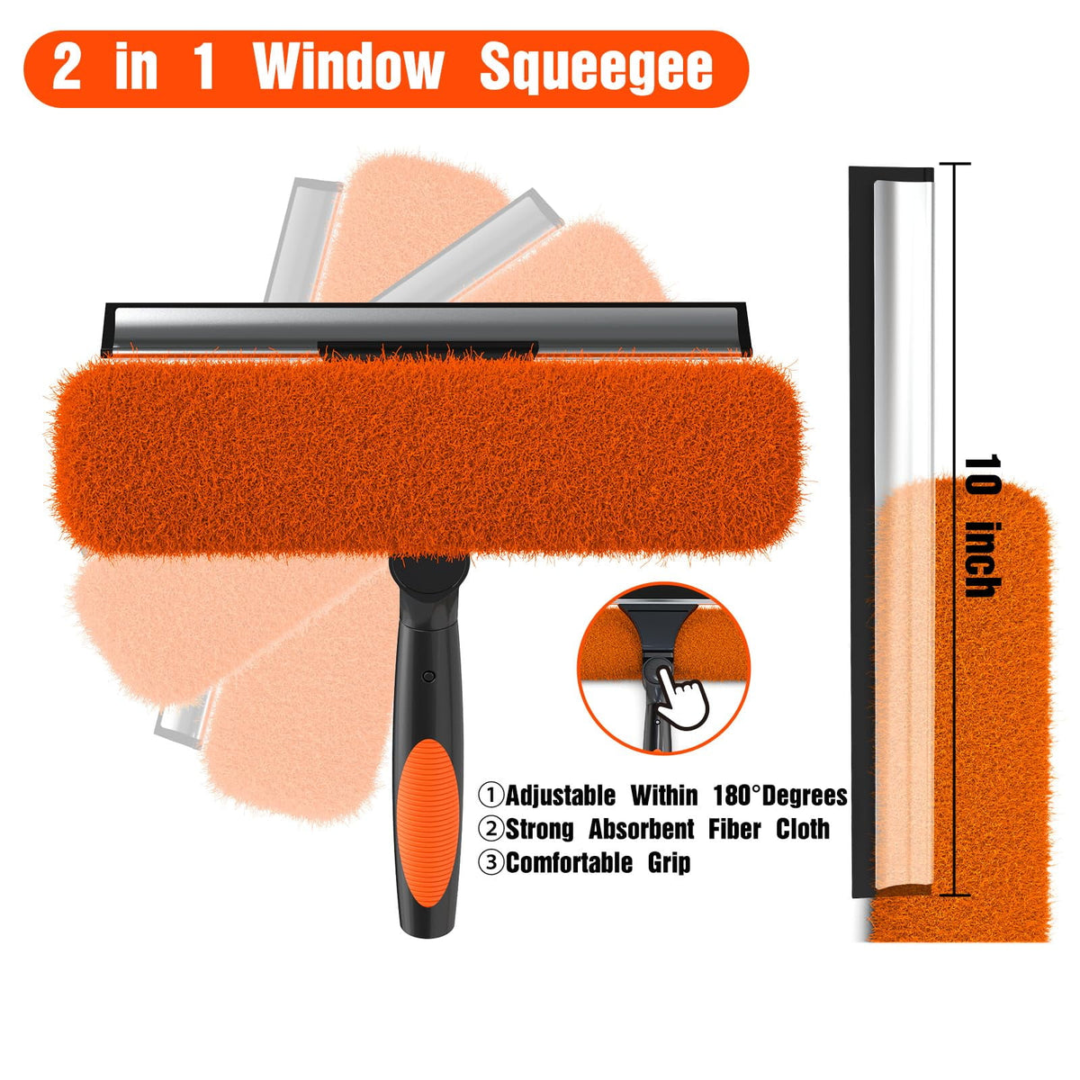 Window Squeegee and Washer Kit with 20 ft Telescoping Pole, Two-Sided Head for High Windows - Image 6