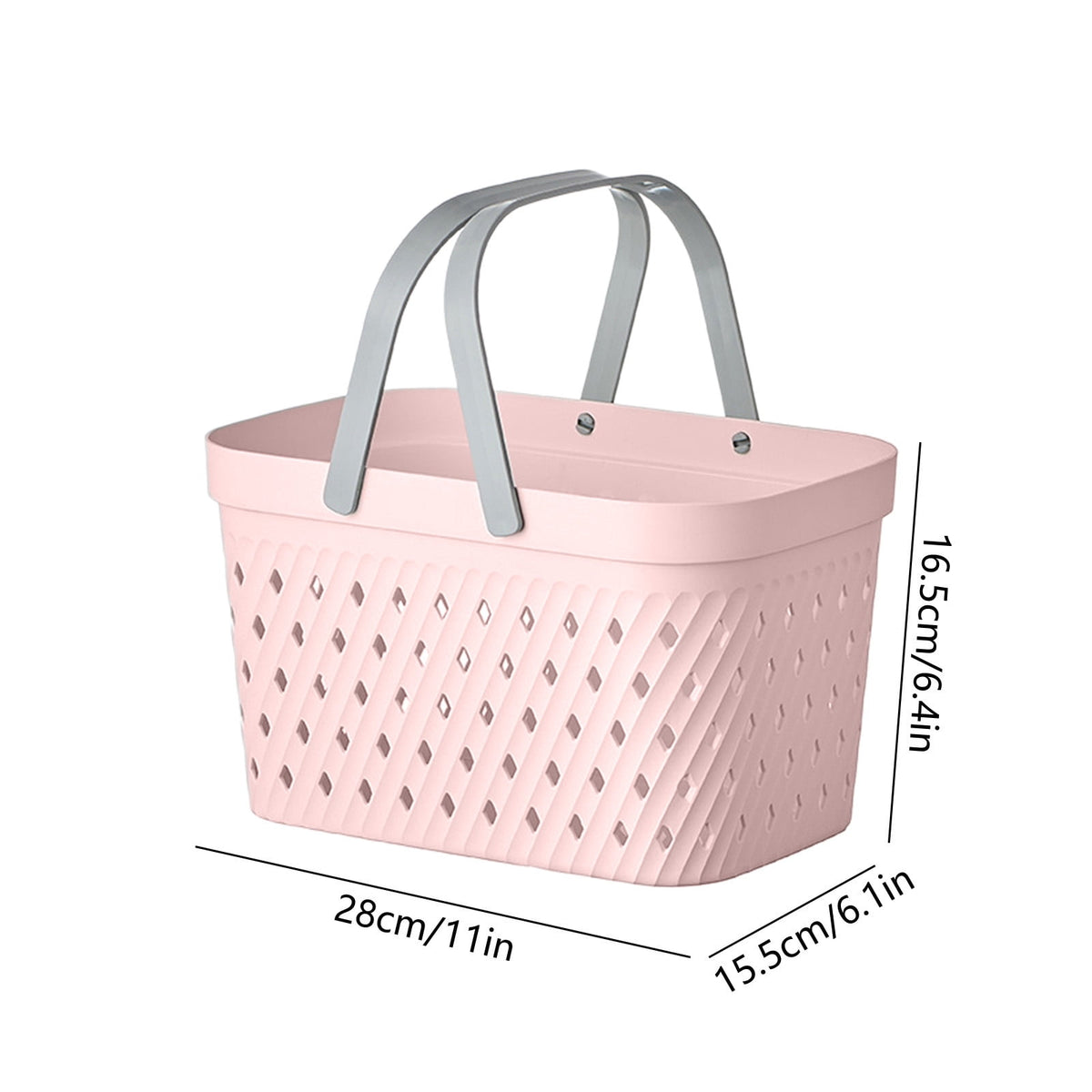 Handheld Shower Caddy Basket with Drain Holes, Portable Plastic Bath Tote - Image 3