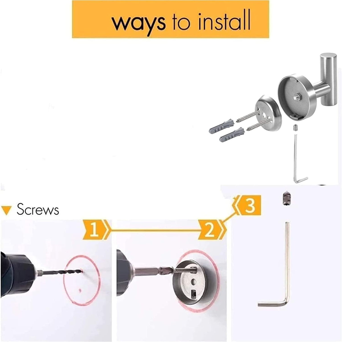Wall-Mounted Towel Hooks, 2-Pack Brushed Nickel SUS304 Stainless Steel Robe and Coat Hooks - Image 6