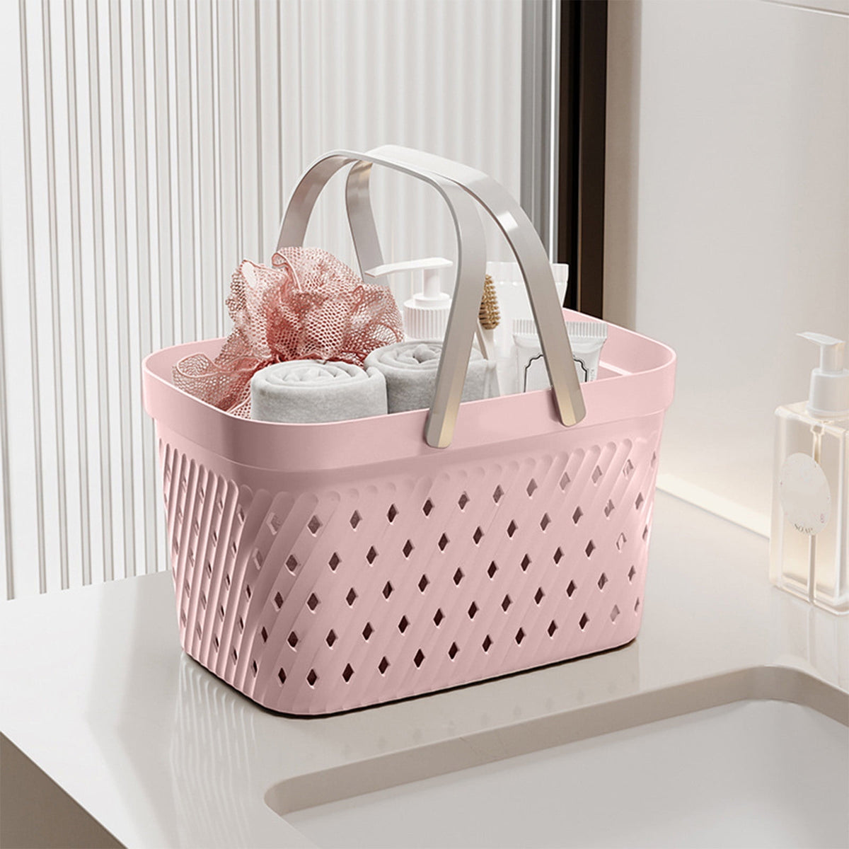 Handheld Shower Caddy Basket with Drain Holes, Portable Plastic Bath Tote - Image 5