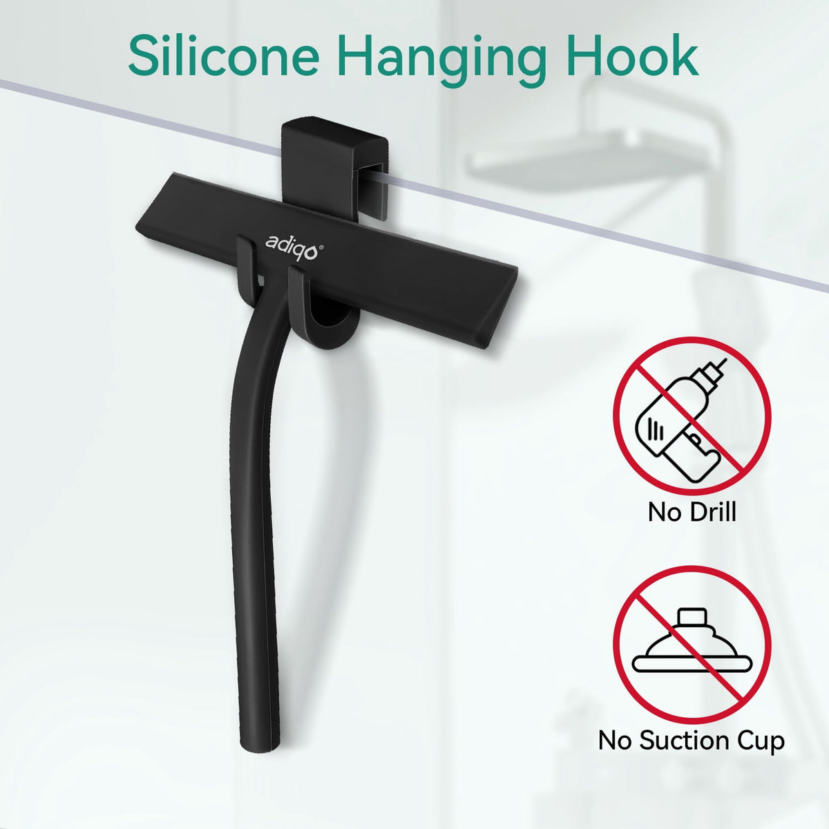 Silicone Shower Squeegee, 9-Inch Streak-Free Blade for Glass Doors, Tiles and Mirrors, Matte Black - Image 4