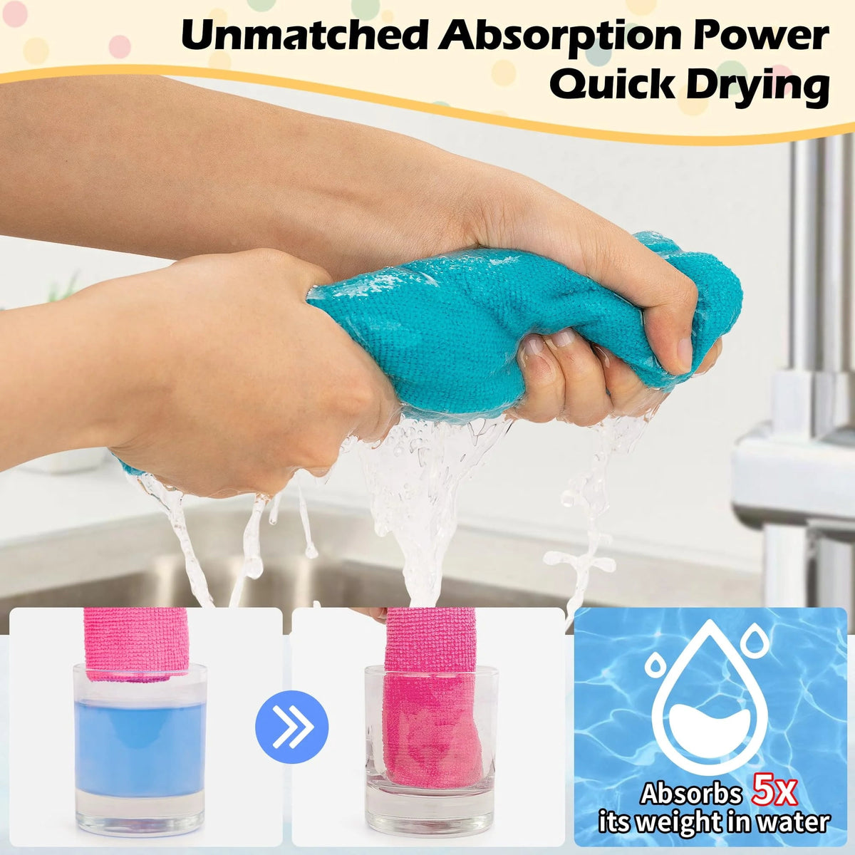 Microfiber Cleaning Cloths, 10-Pack Lint-Free Towels for Home and Car, 11.5 x 11.5 in - Image 3
