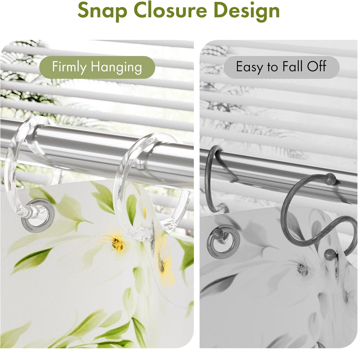 Clear Plastic Shower Curtain Rings, 12-Pack Open O-Rings that Glide on Any Rod - Image 2