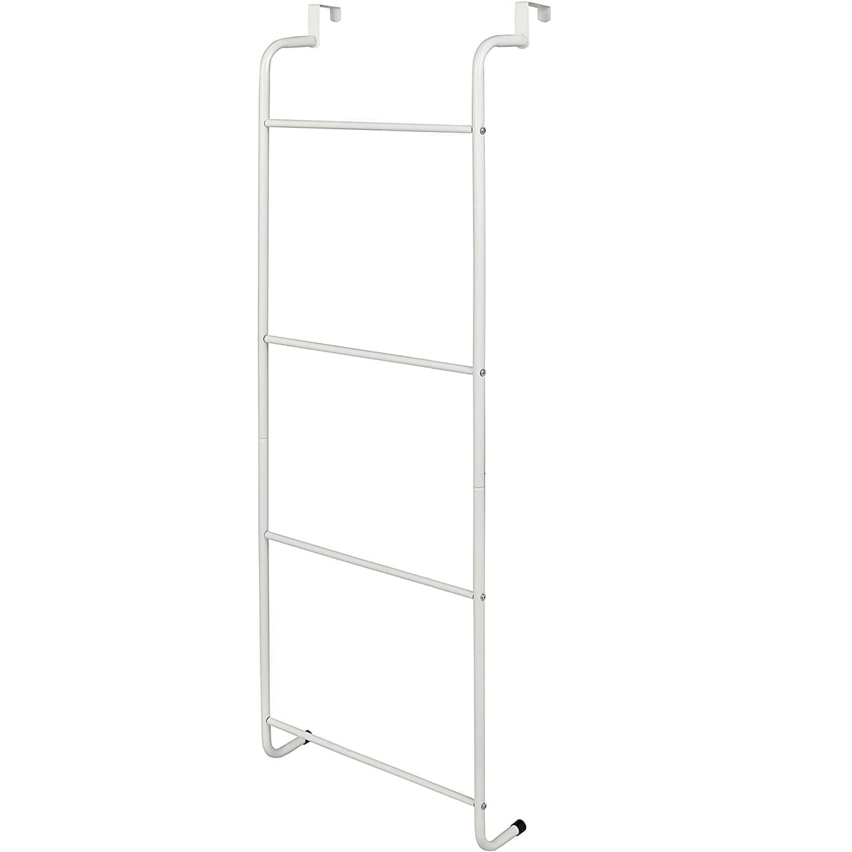 Over-the-Door Towel Rack with 4 Bars, White Metal Hanger for Bathroom and Laundry Doors