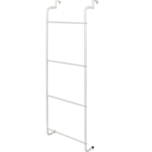 Over-the-Door Towel Rack with 4 Bars, White Metal Hanger for Bathroom and Laundry Doors