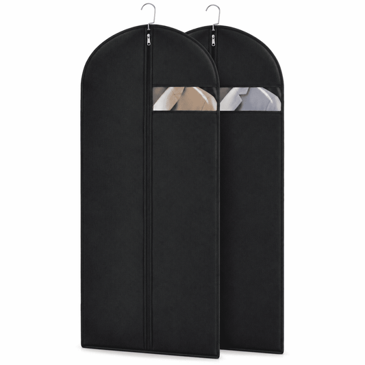 Long Garment Bags for Gowns and Suits, 65-Inch Breathable Dress Covers, 2-Pack, Black