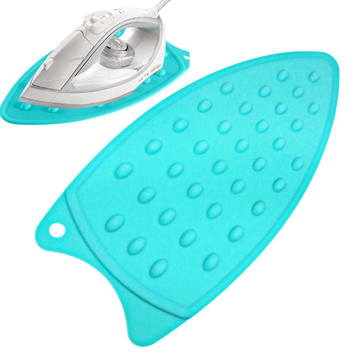 Silicone Iron Rest Pad for Ironing Board, Heat-Resistant Non-Slip Mat 10.43 x 5.51 in, Sky Blue - Image 2