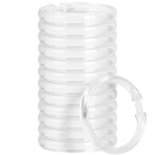 Clear Plastic Shower Curtain Rings, 12-Pack Open O-Rings that Glide on Any Rod