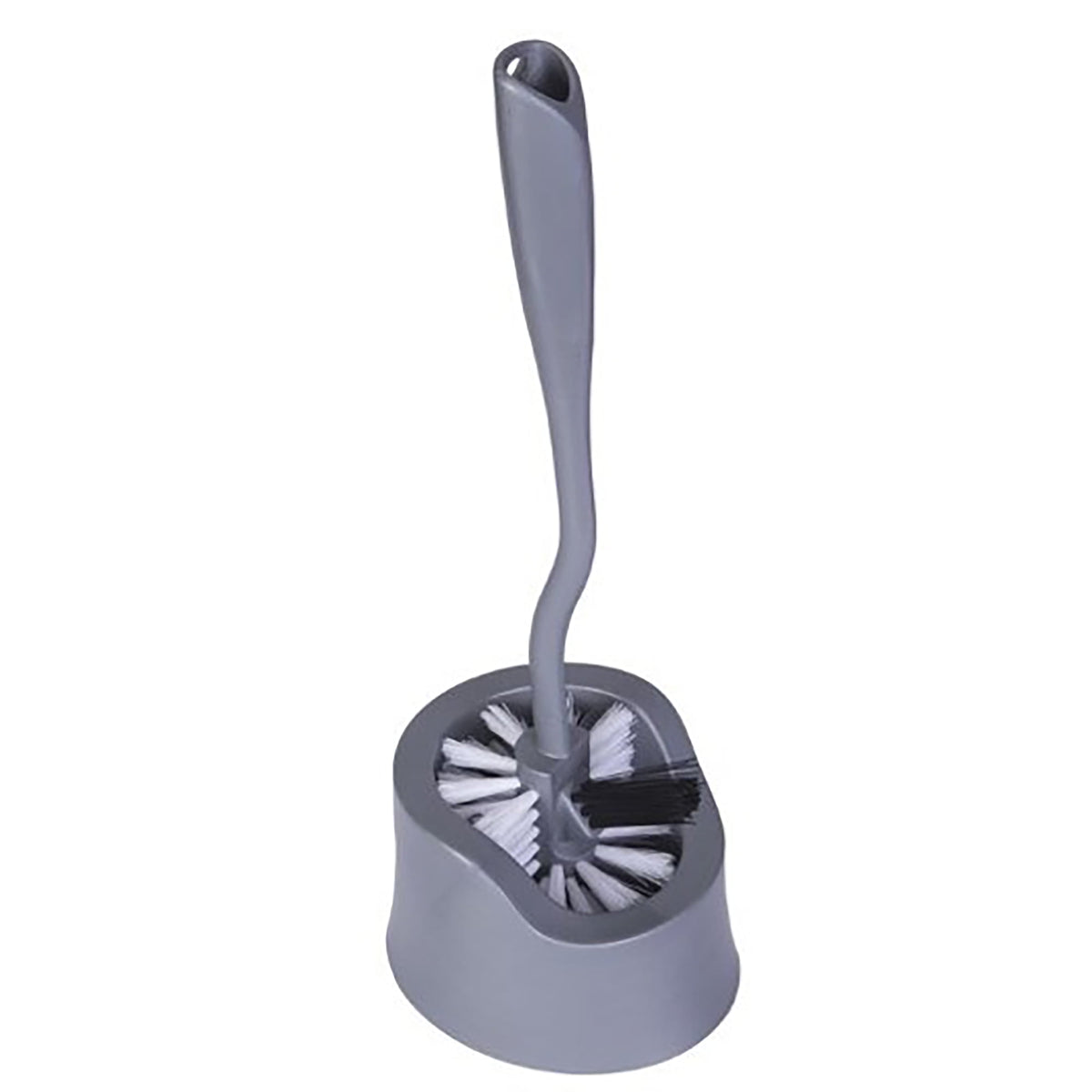 Toilet Bowl Brush with Caddy, Grey Plastic Brush and Drip Holder - Image 4