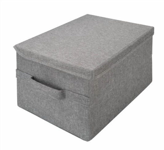 Foldable Fabric Storage Bins with Lids and Handles, 3-Pack Stackable Closet Organizers, Gray