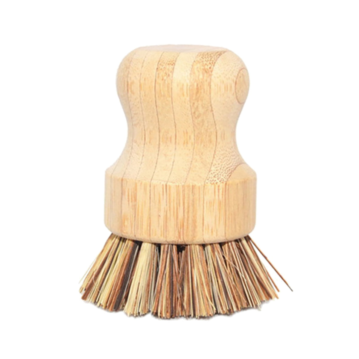 Round Wooden Palm Pot Brush for Pans, Dishes and Vegetables, 3.15 x 1.77 in