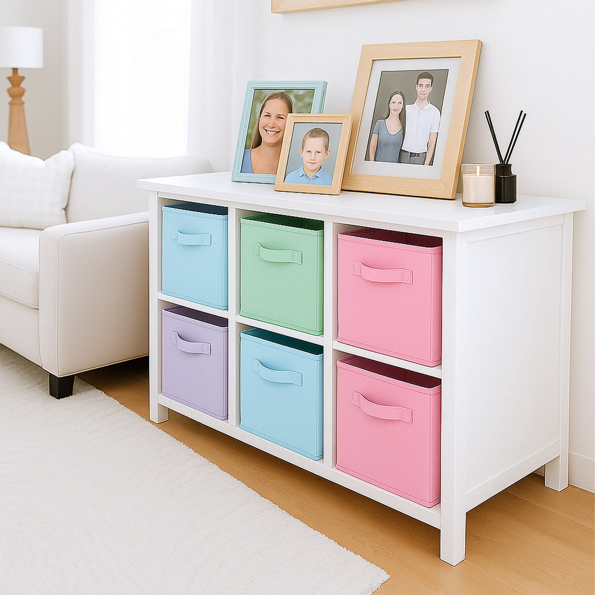 Collapsible Fabric Storage Cubes, Set of 4 Foldable Bins with Handles for Cube Shelves, 10.5 x 10.5 x 11 in - Image 4