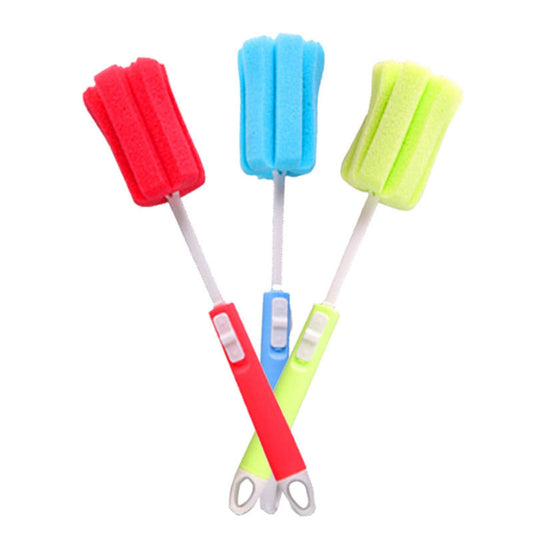 Foam Bottle Cleaning Brush with Adjustable Long Handle for Glasses, Baby Bottles and Tumblers