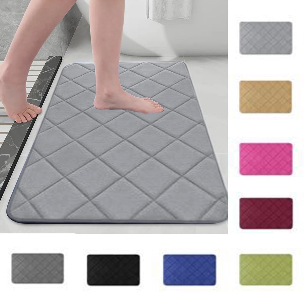 Soft Absorbent Bath Rug, Non-Slip Quick-Dry Bathroom Mat for Tub and Shower - Image 2