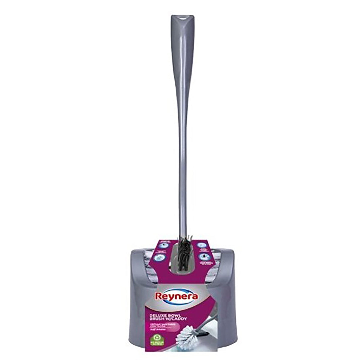 Toilet Bowl Brush with Caddy, Grey Plastic Brush and Drip Holder - Image 2