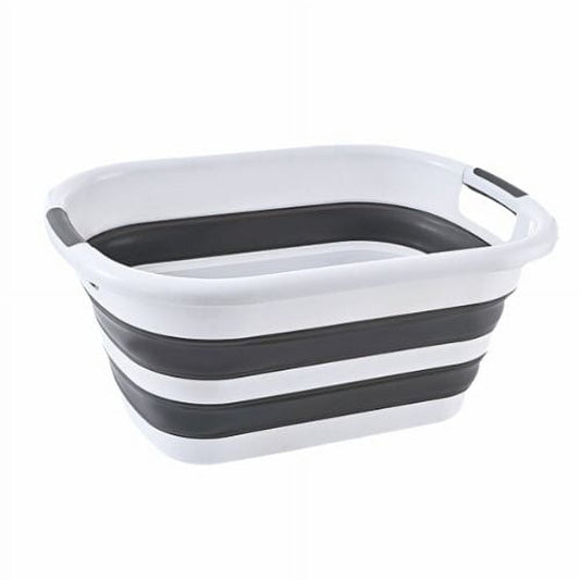 Collapsible Plastic Laundry Basket, 42 L Foldable Washing Tub, Grey