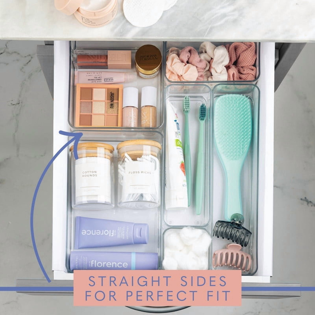 Clear Plastic Drawer Organizer Trays, Set of 6 Stackable Bins 9 x 6 x 2 in for Kitchen, Bath and Office - Image 3